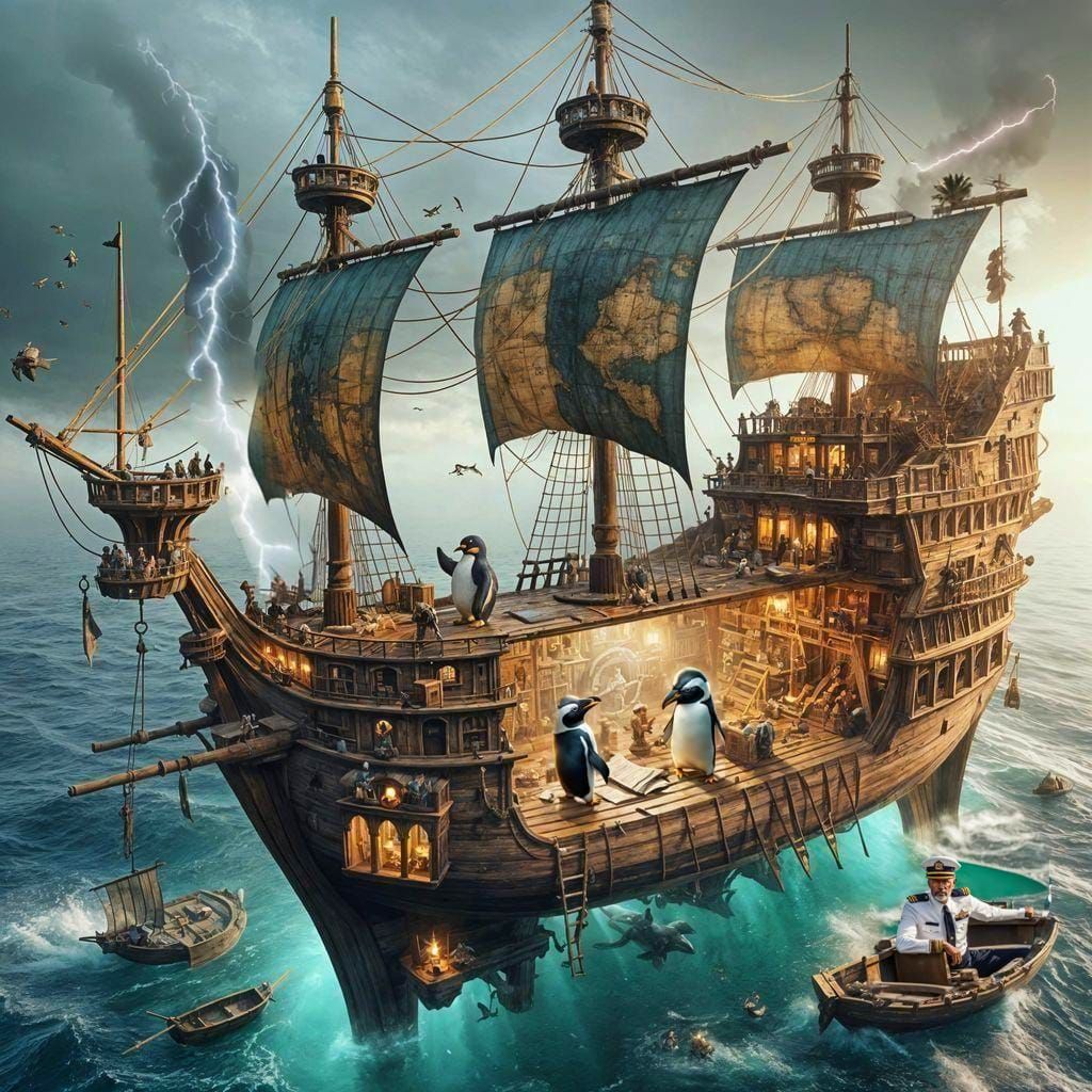 Naughty Penguins hijack a Pirate ship!!