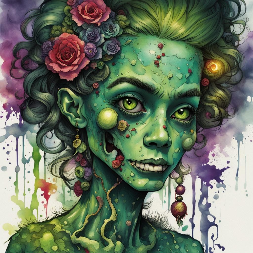 Cute Zombie Portrait in Dark Fantasy Style