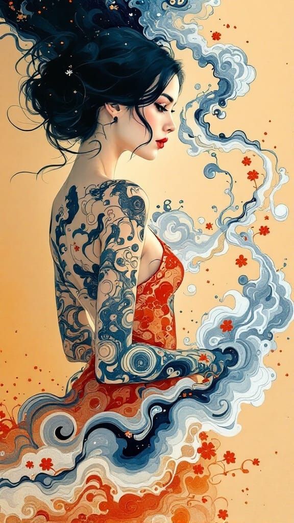 Soft Chaos in Bloom: Suminagashi Marbling Masterpiece