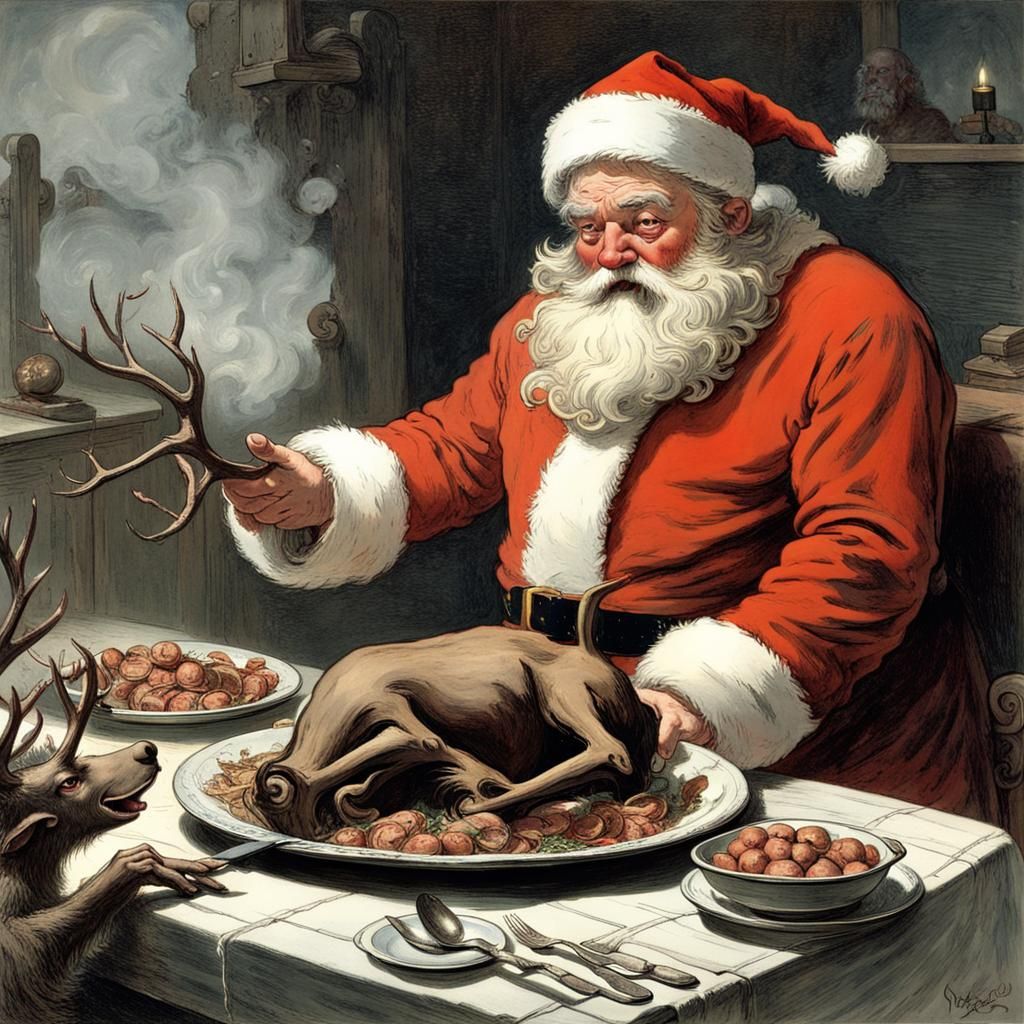 Horrific Santa Claus Feast Inspired by Doré