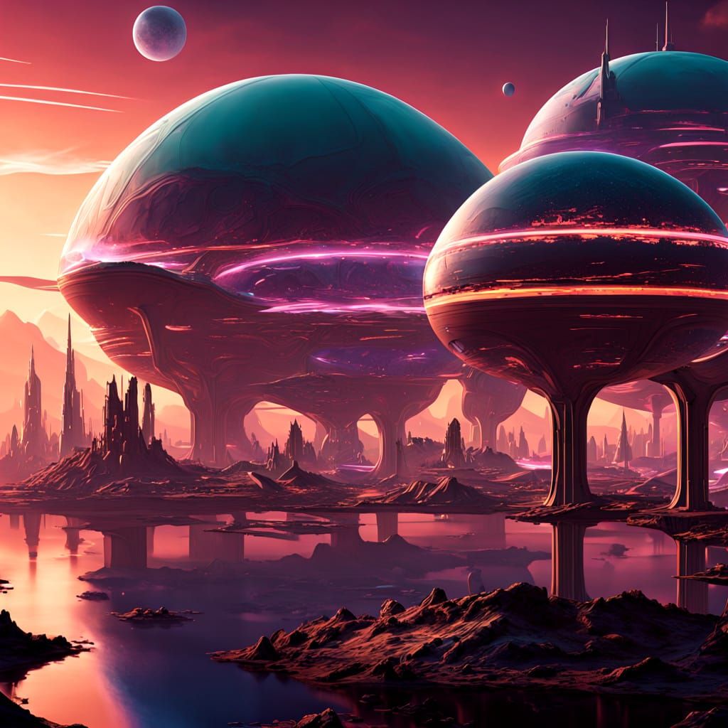 Martian City at Twilight: A Futuristic Utopia