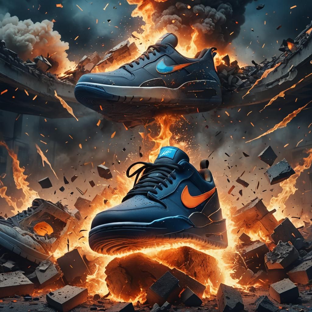 Jordan Shoes Amidst Fiery Explosion