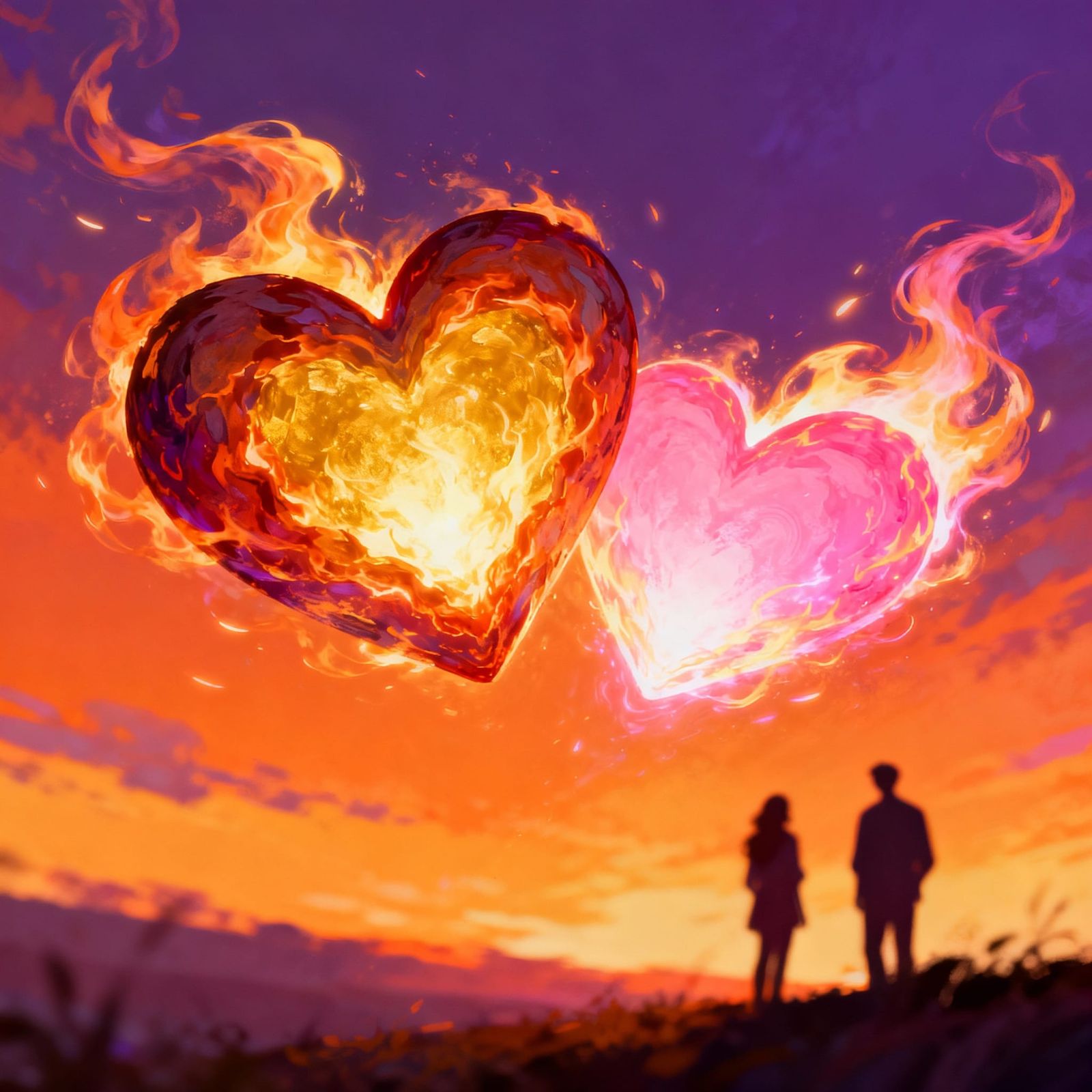 Glowing Hearts Radiate Love and Creativity