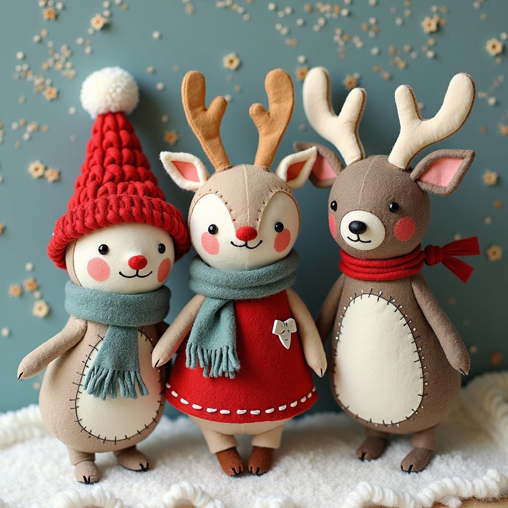 Felt Christmas Decorations in Folk Art Style