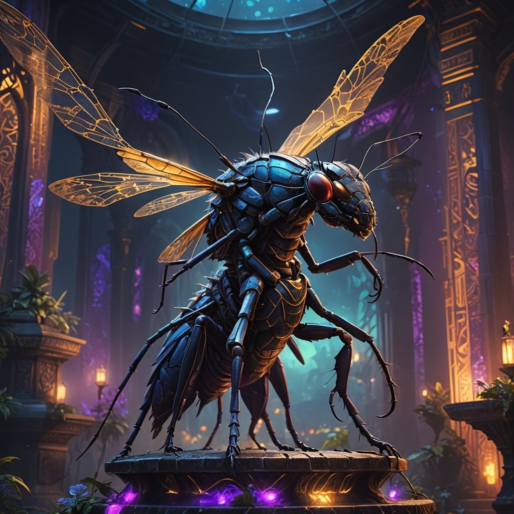 Giant Mosquito Panther Hybrid in Dark Fantasy Style