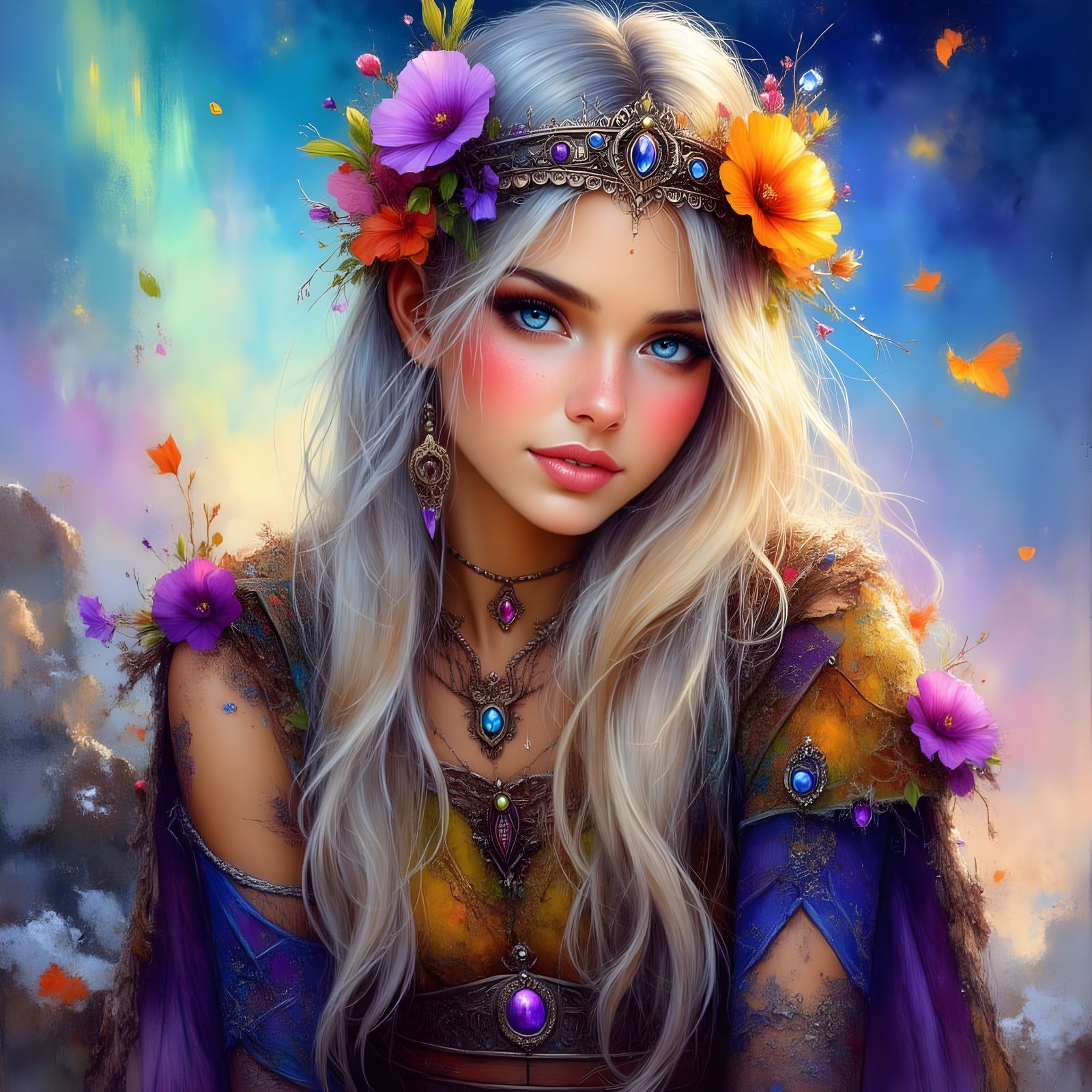 Norse Goddess of Wisdom with Silver Hair and Blue Eyes