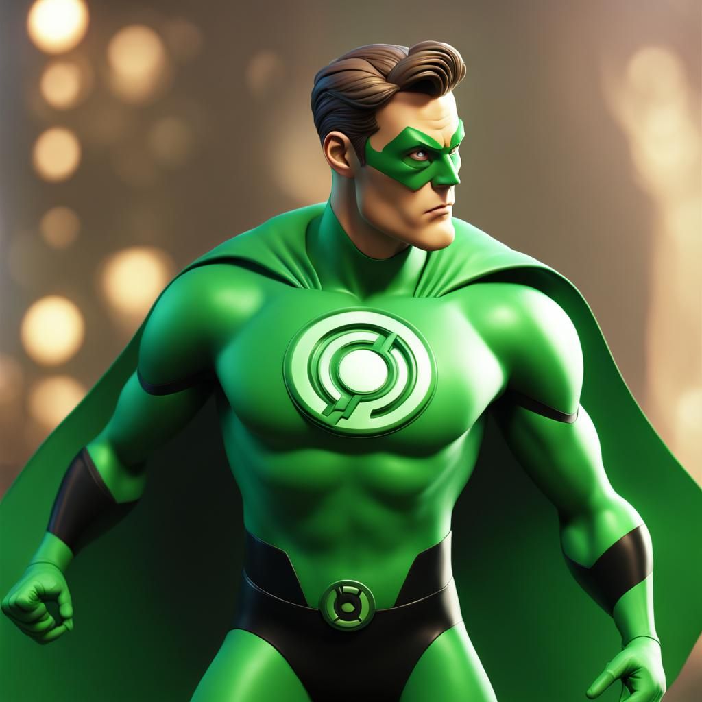 Hal Jordan in 3D Digital Art Style