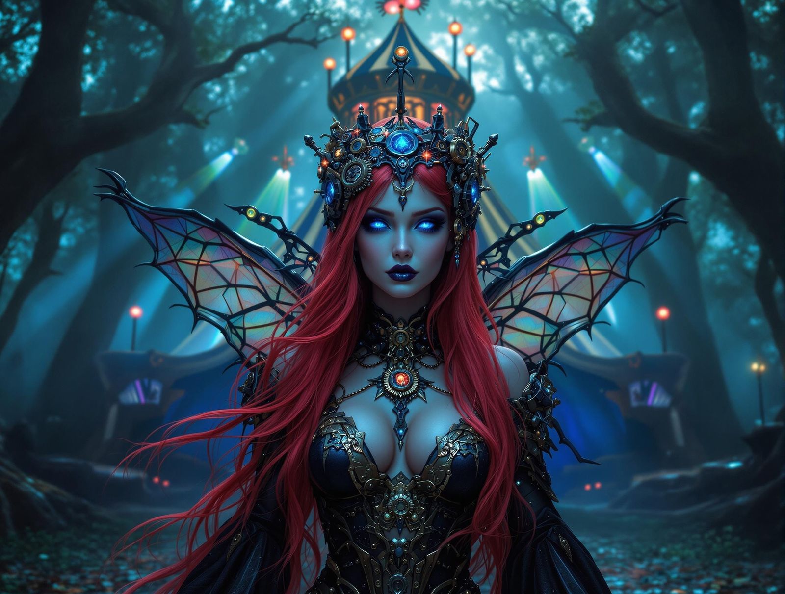 Gothic Fairy Ringmaster in Steampunk Forest