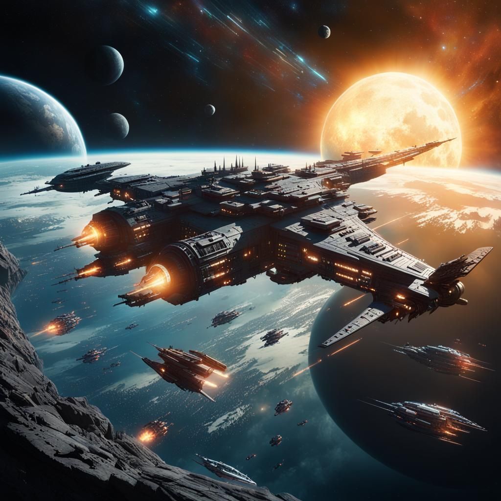 Epic Star Drifter Armada: Digital Matte Painting