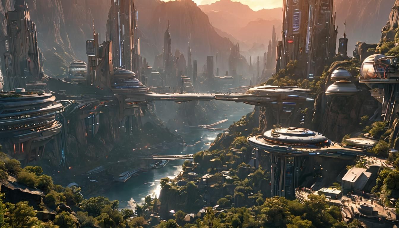 Solarpunk City at Sunset in 8K Ultra-wide