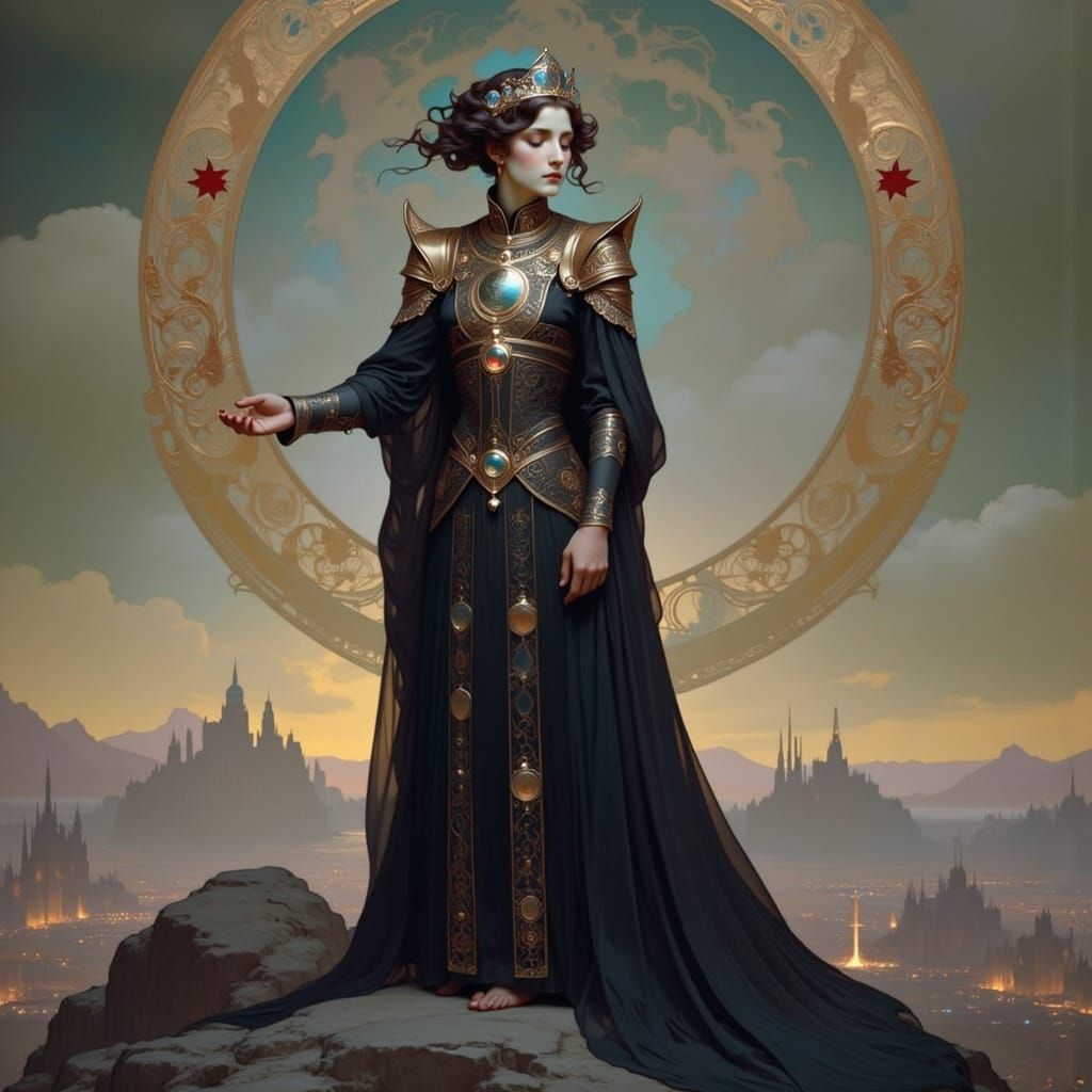 Ornate Anti-Christ Figure in Art Nouveau Style