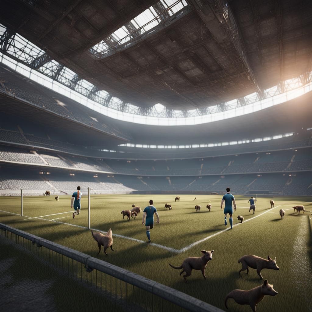 Abandoned Stadium Scene in 3D Game Style