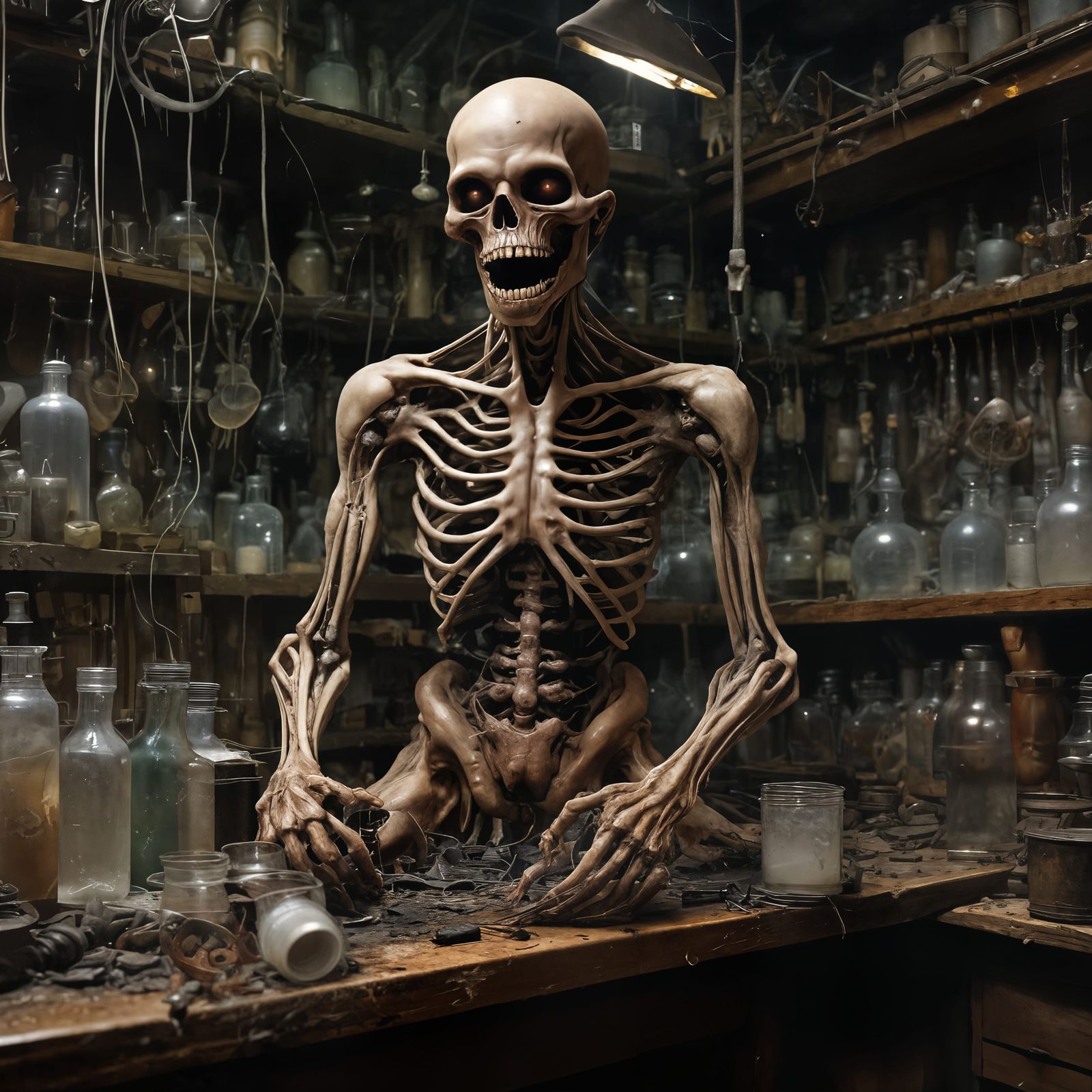 Glowing Homunculus Scuttles Through Decrepit Lab