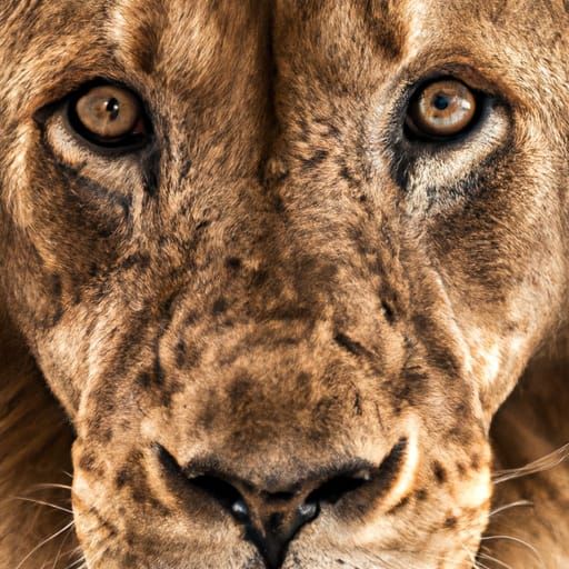 Close-up Portrait of a Lion with Sad Eyes