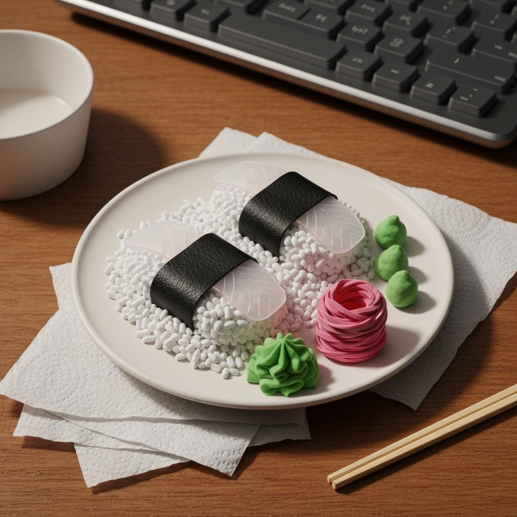 Surreal Sushi Plate in Hyperrealistic Style