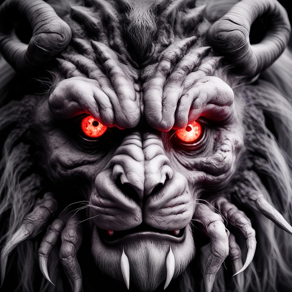 Cinematic Horror Monster with Glowing Red Eyes