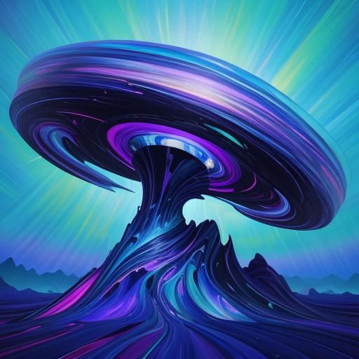 Surreal Alien Landscape with Glowing Portal