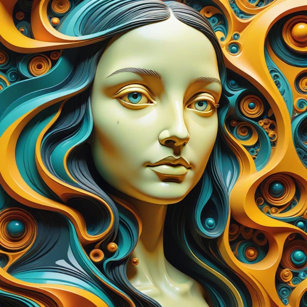 Surrealist Masterpiece: Distorted Mona Lisa in Neon Dreamsca...