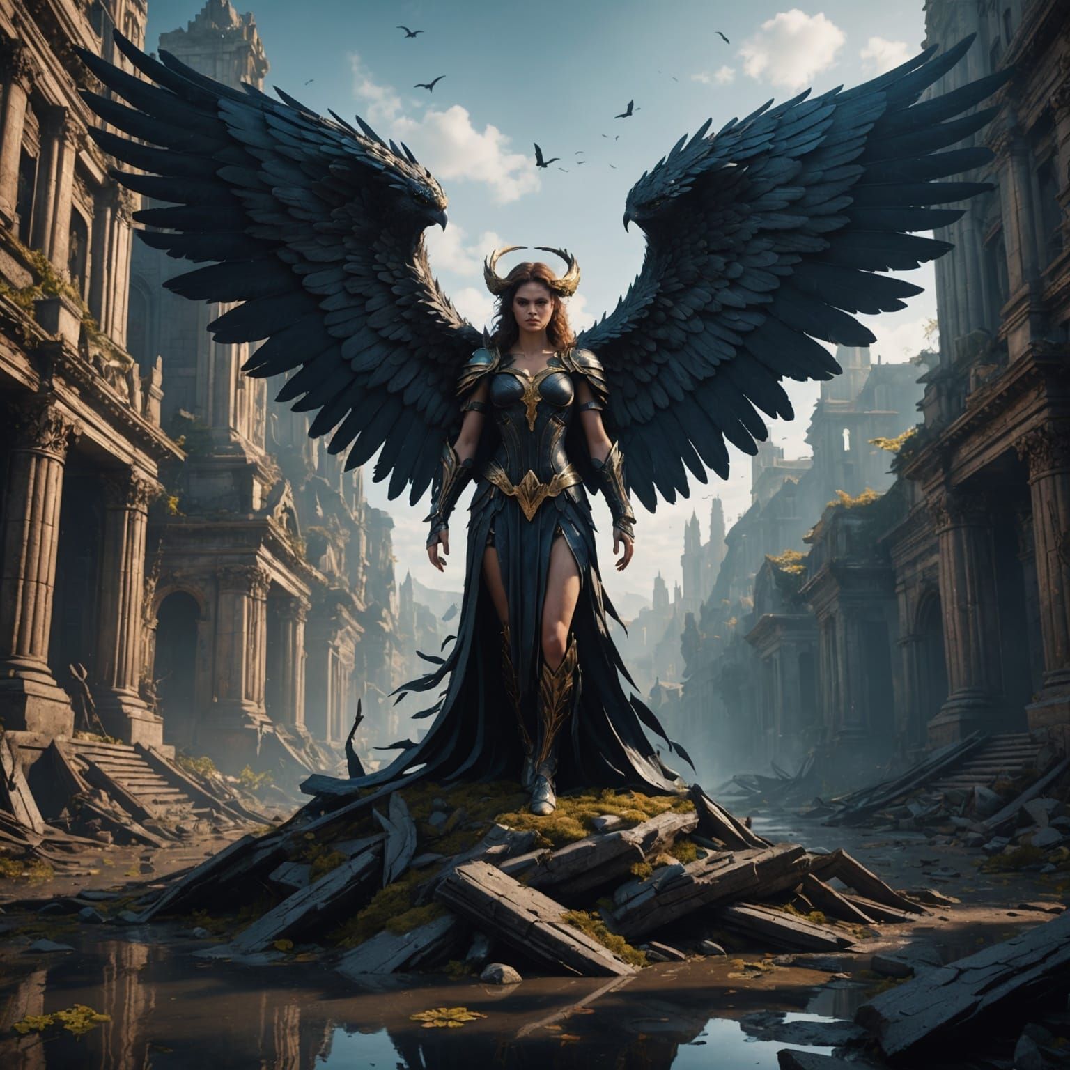 Gorgeous Fallen Angel Fantasy Concept Art
