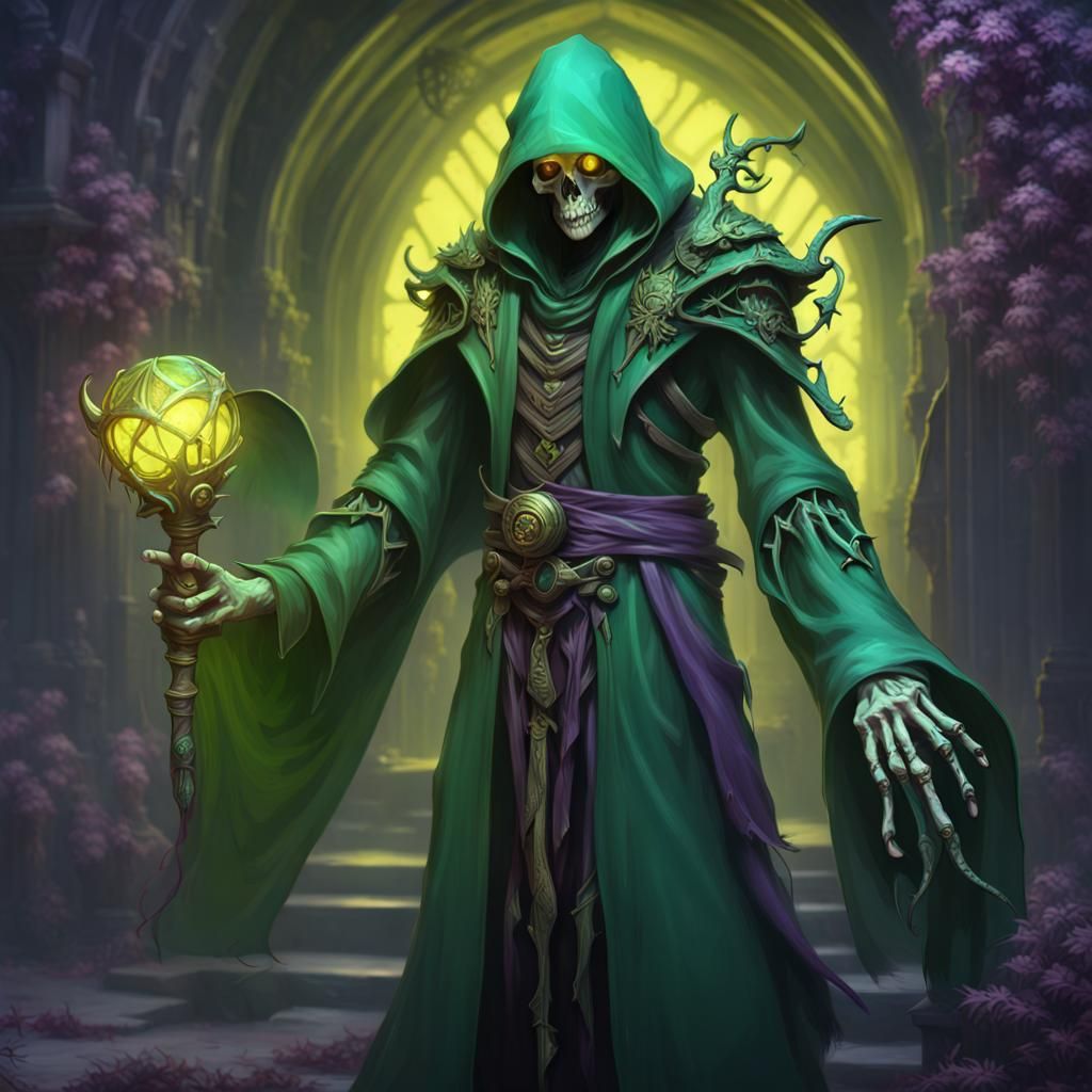 Skeletal Mage in Dark Fantasy Style