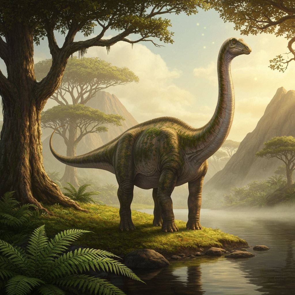 Jurassic Herbivore Dinosaur in Lush Prehistoric Habitat