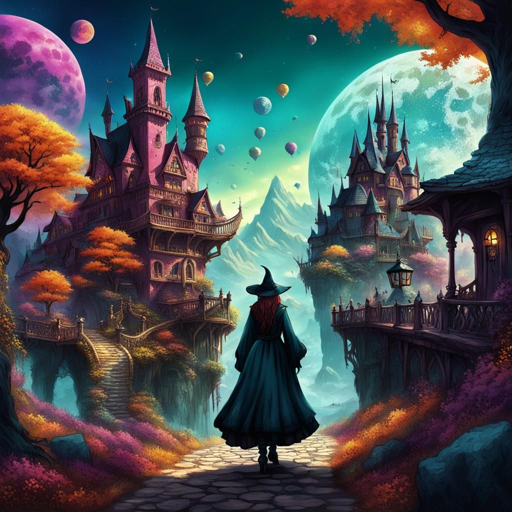 Colorful Witch in a Fantasy World