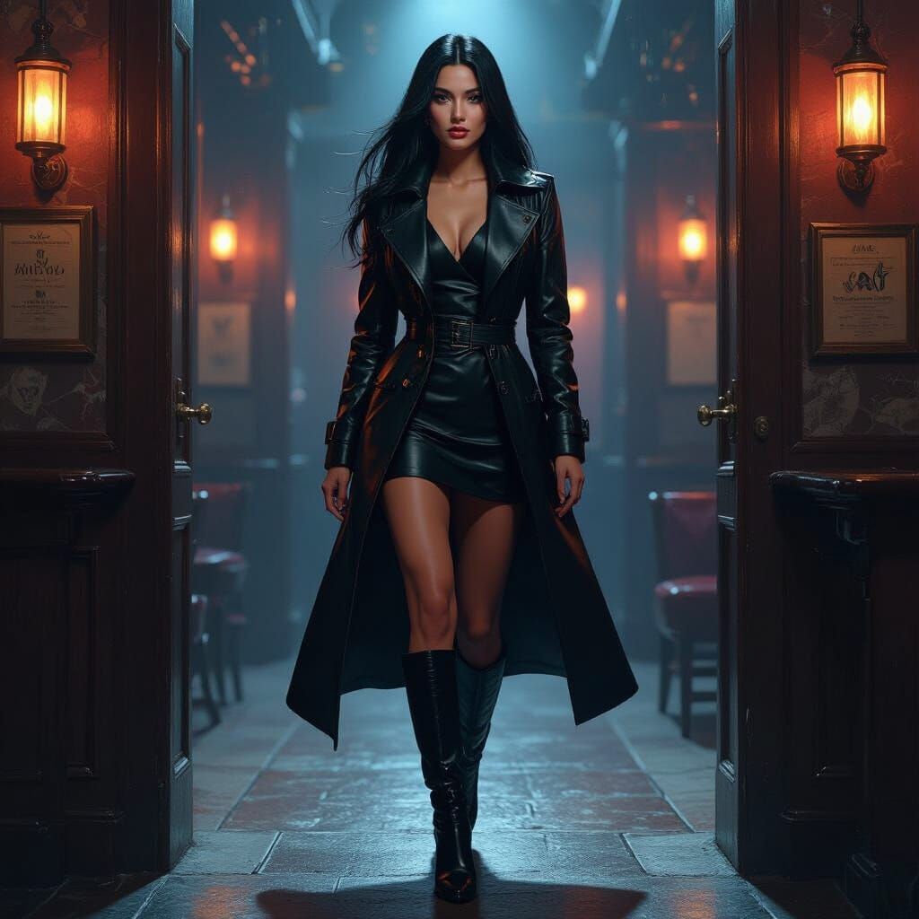 Noir Woman in Speakeasy, Cinematic Digital Art