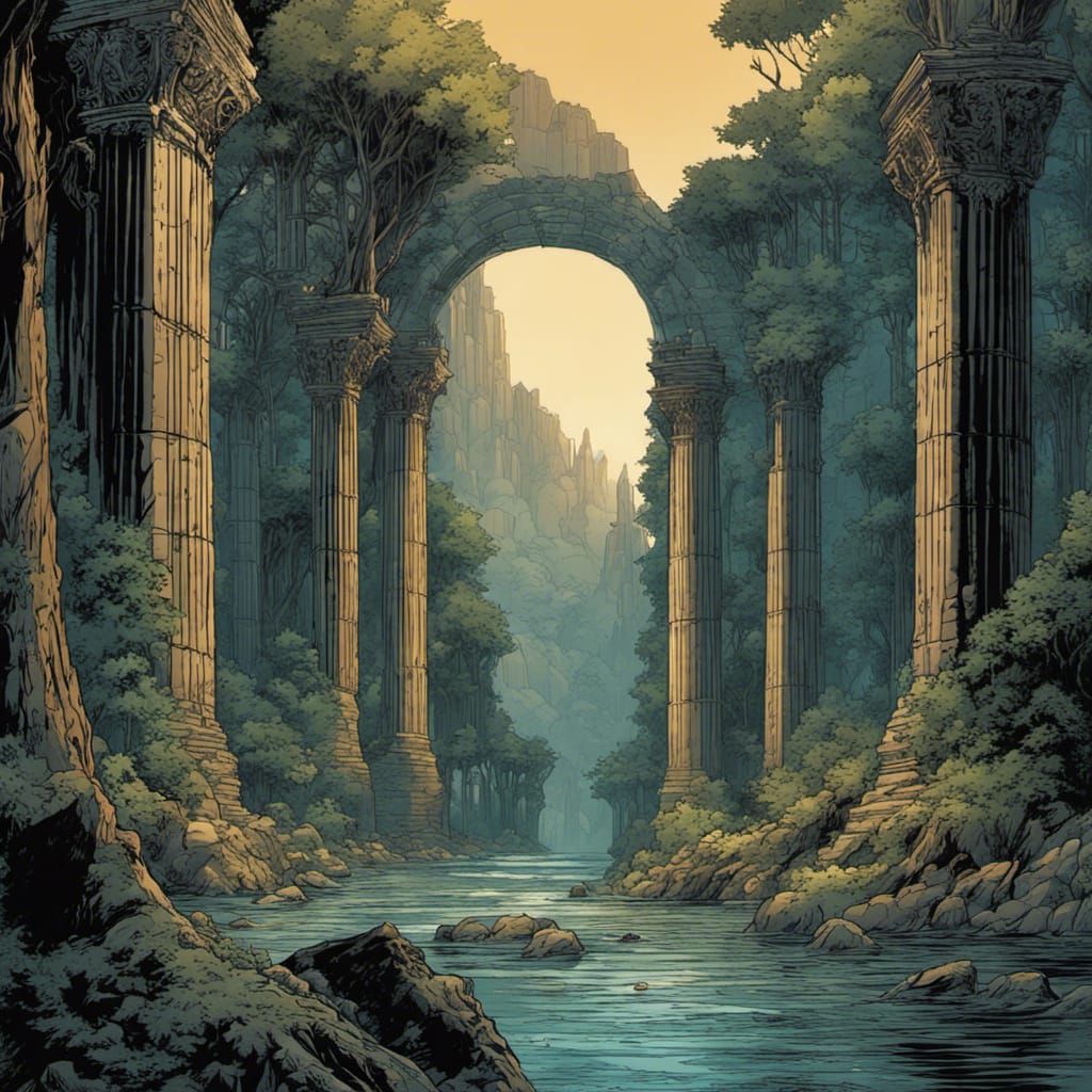 High Gothic Sunken City in Dark Fantasy Style