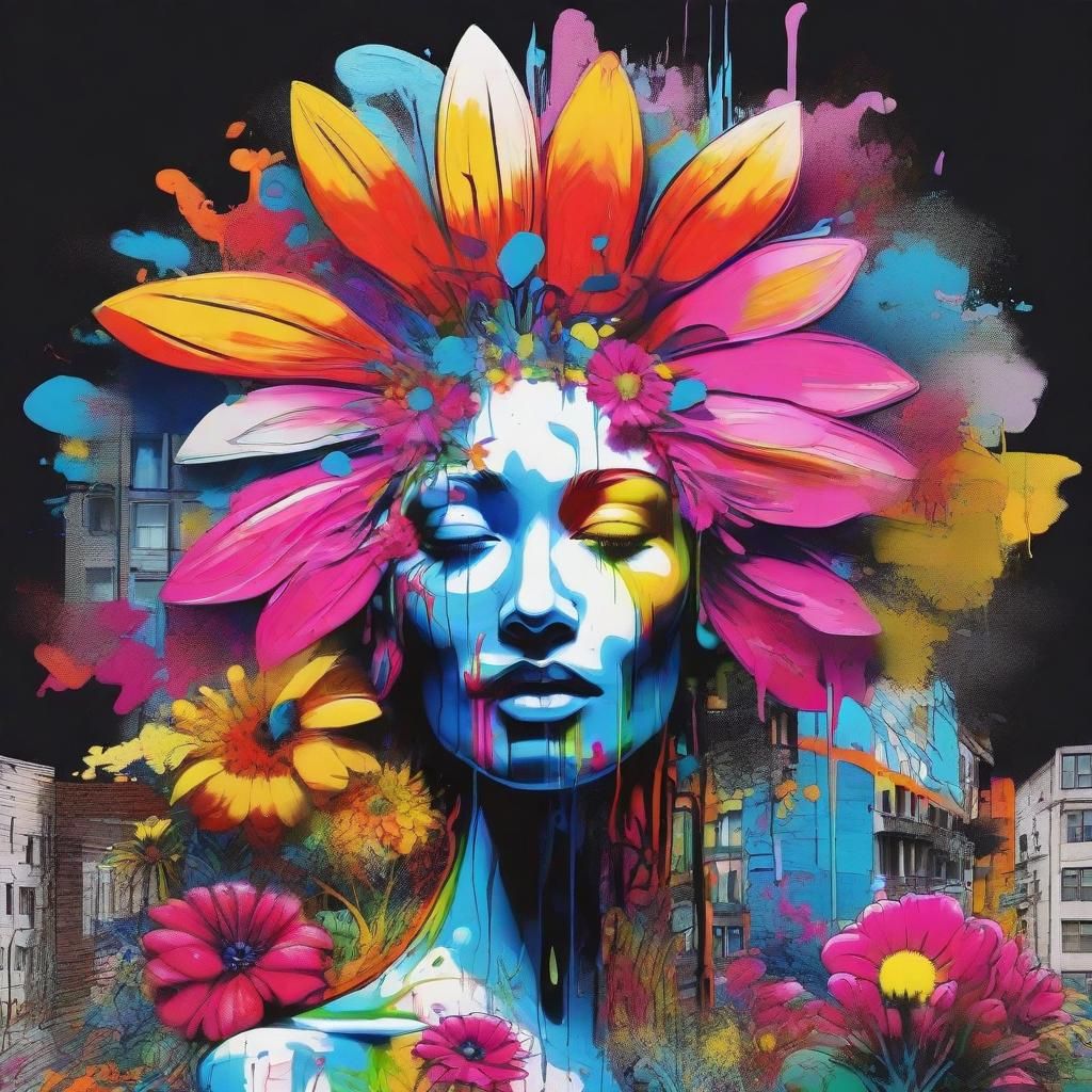 Flower Goddess in Graffiti Art Style