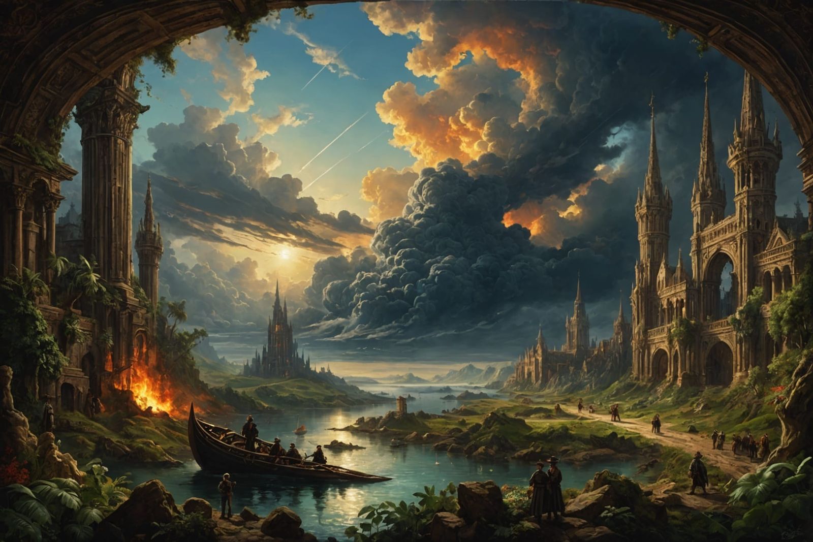 Abstract Canephores: Oil on Canvas Digital Painting