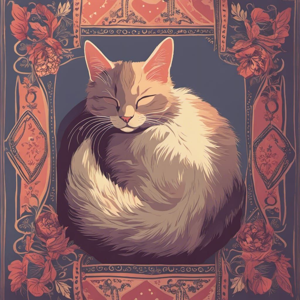 Cute Cat Sleeping Peacefully on Bed