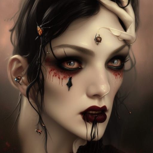 Gothic Vampire Portrait in Art Nouveau Style