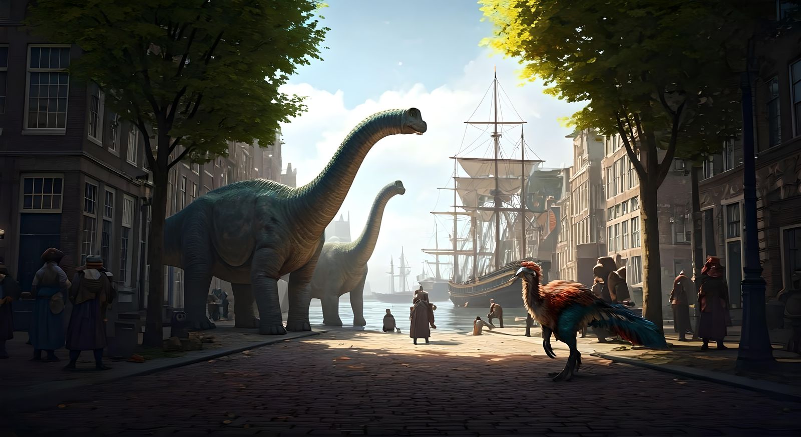 Dinosaurs Work the Docks in Medieval Amsterdam
