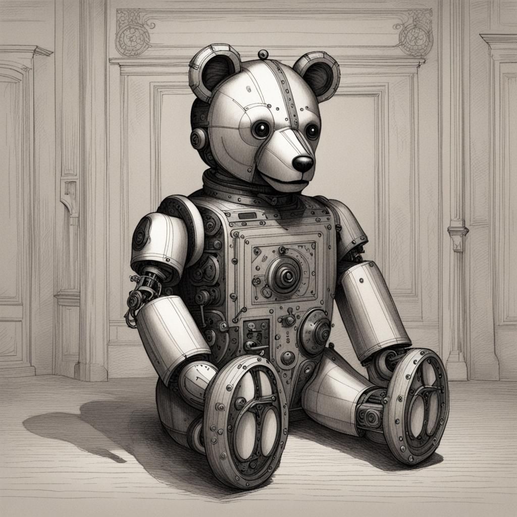 Robotic Teddy Bear in Gustave Doré Style
