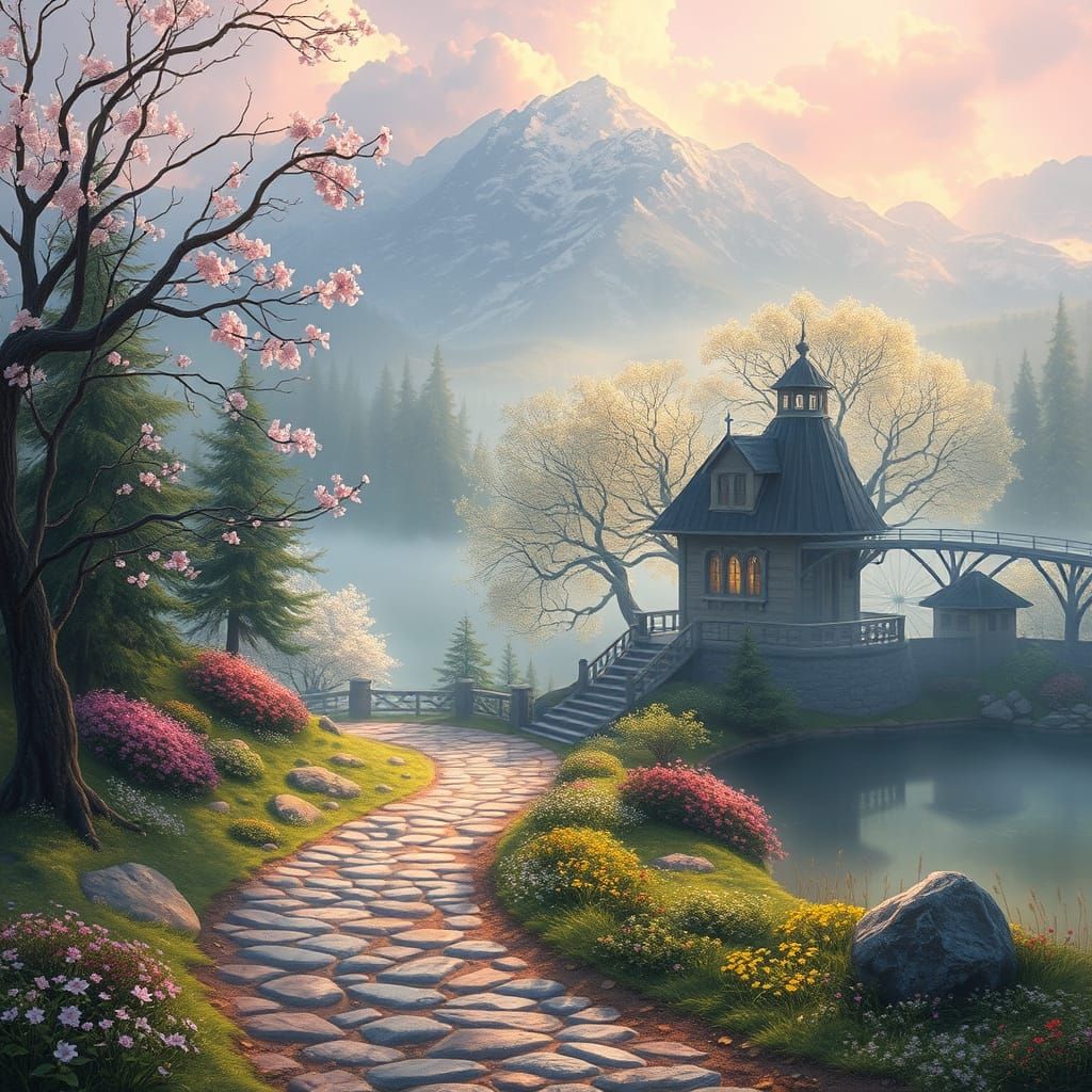 Whimsical Spring Landscapes in Enchanted Realism