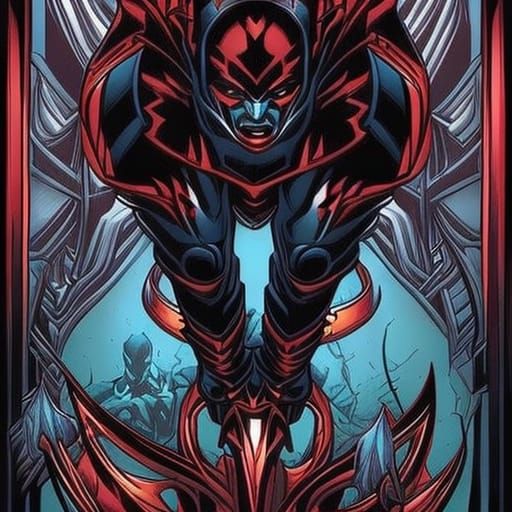 Dynamic Superhero Vampire in Comic Book Style