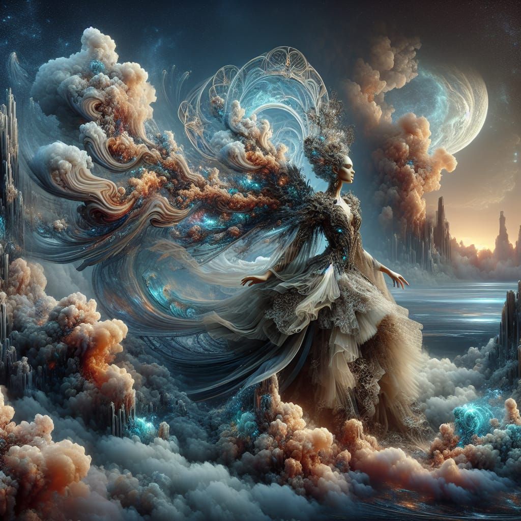 Biomorphic High Fashion in Digital Matte Painting Style
