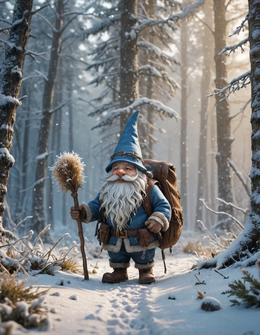 Gnome's Winter Journey: A Nostalgic Fantasy