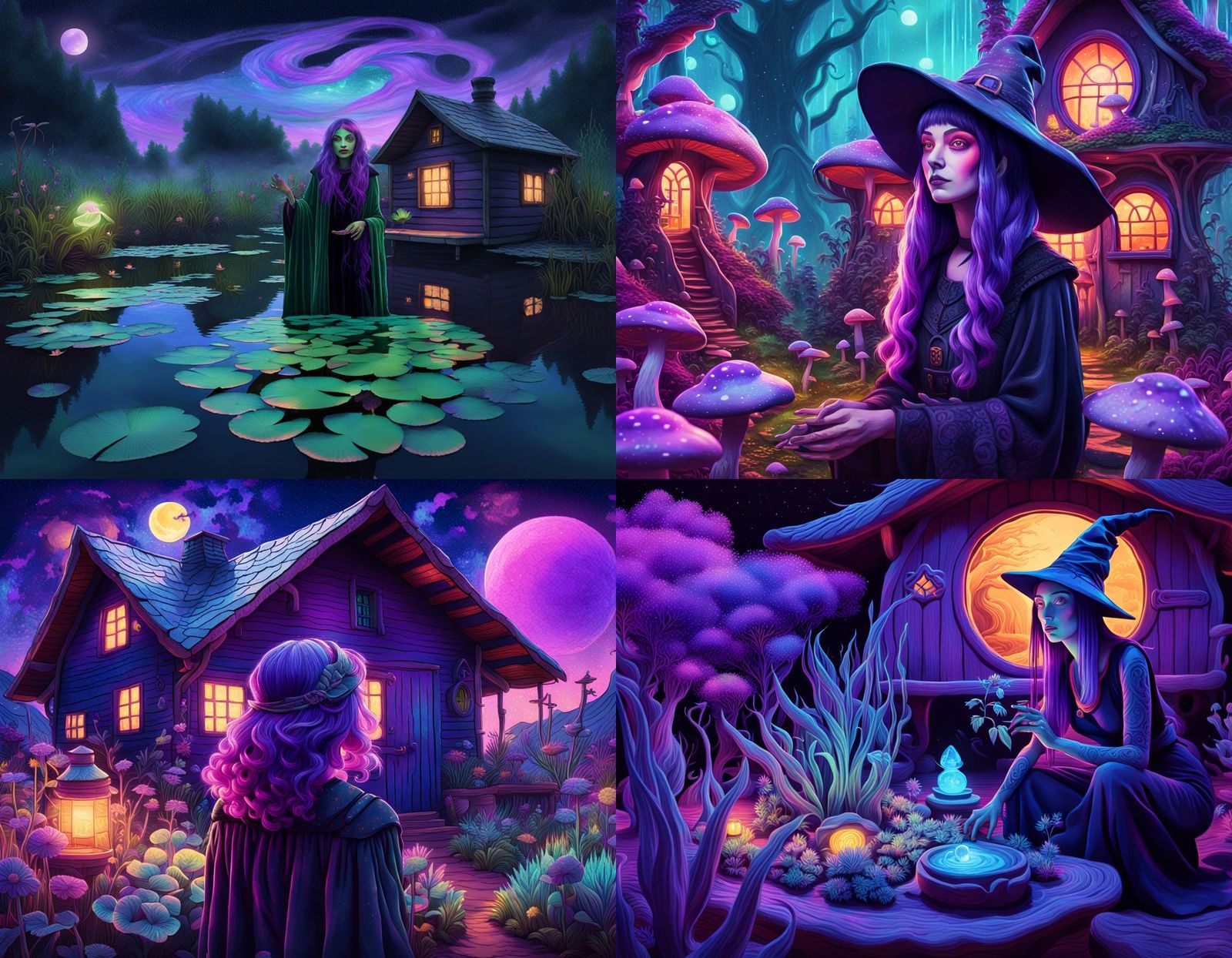 Swamp Witch Gardening: Holographic Astral Illustration