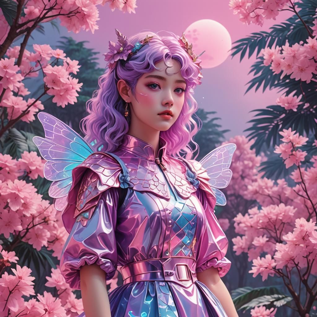Fairy in Vaporwave Style Digital Art
