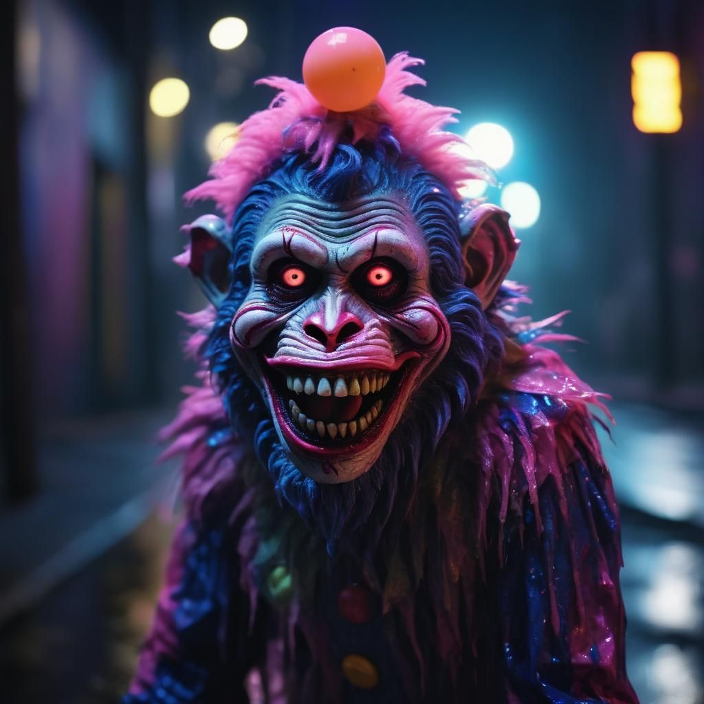 Zombie Monkey Clown Portrait in Surrealist Style