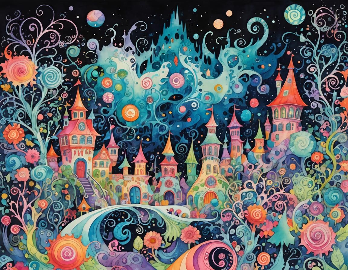 Monsters in Candyland High School: Abstract Watercolor Art