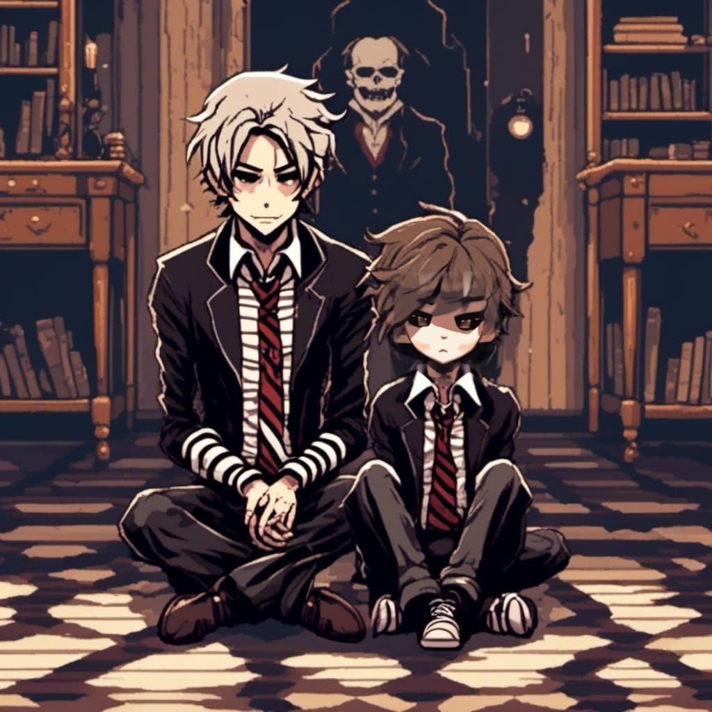 Anime Vampire Comforts Emo Teen in Fancy Room
