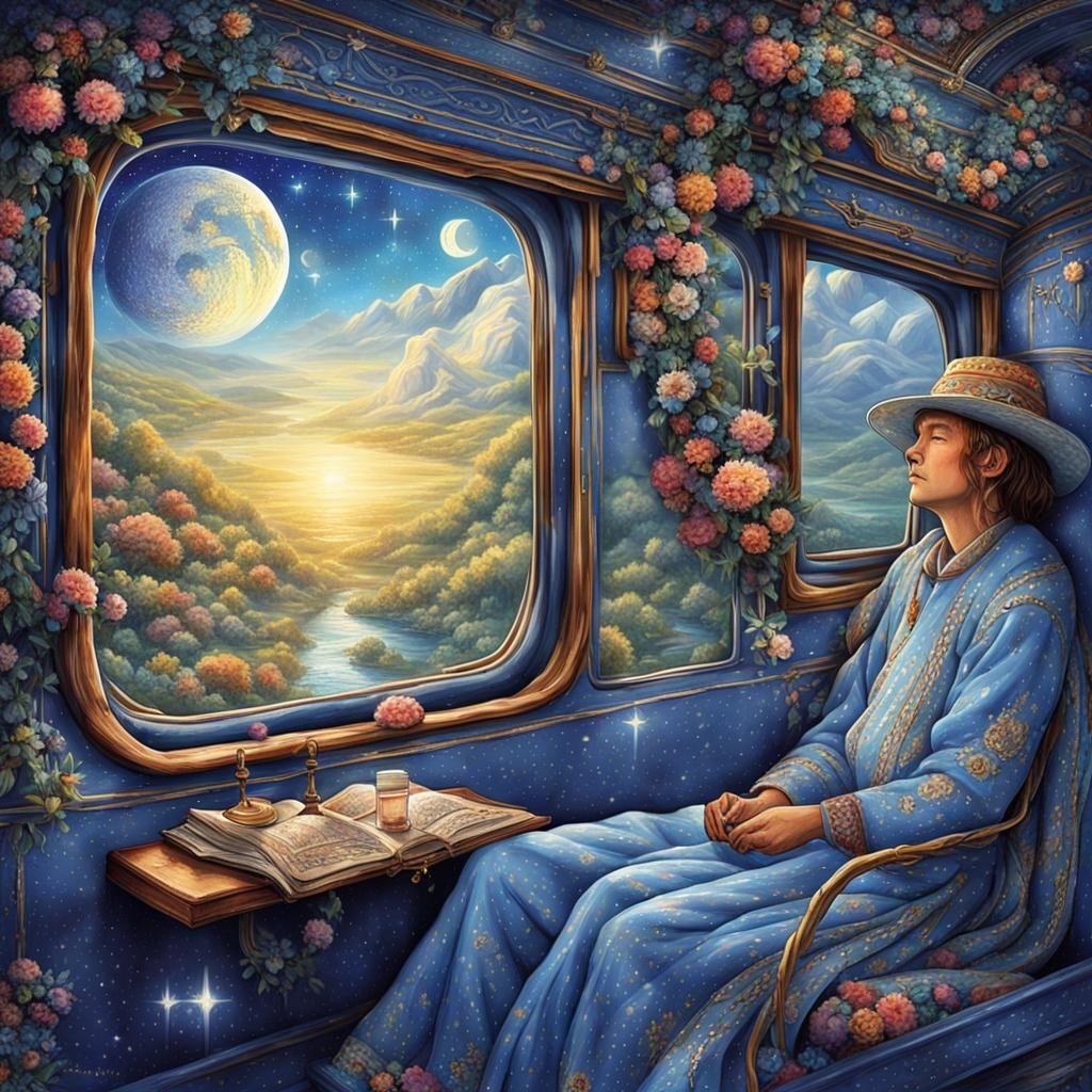 Dream Weaver Train Soaring Through Starry Skies