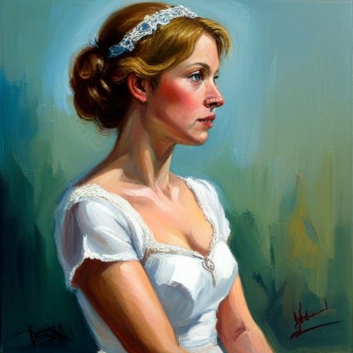Bride Portrait in Oil Painting Style