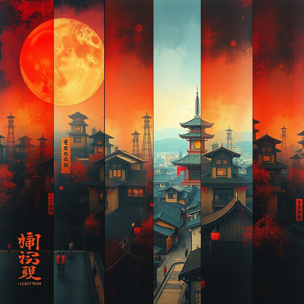 Ethereal Japanese Metropolis in Vibrant Hues