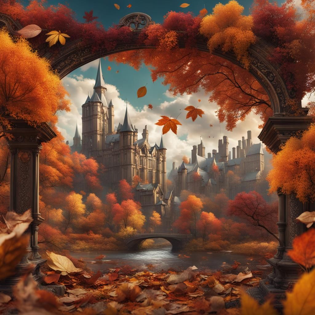 Autumn Scrapbook Collage in Digital Painting Style