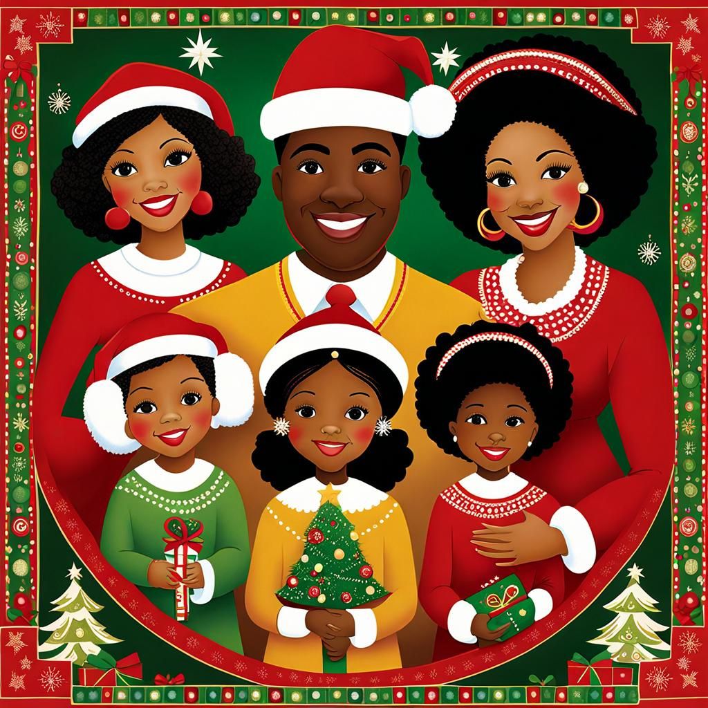 Whimsical Christmas with African American Family