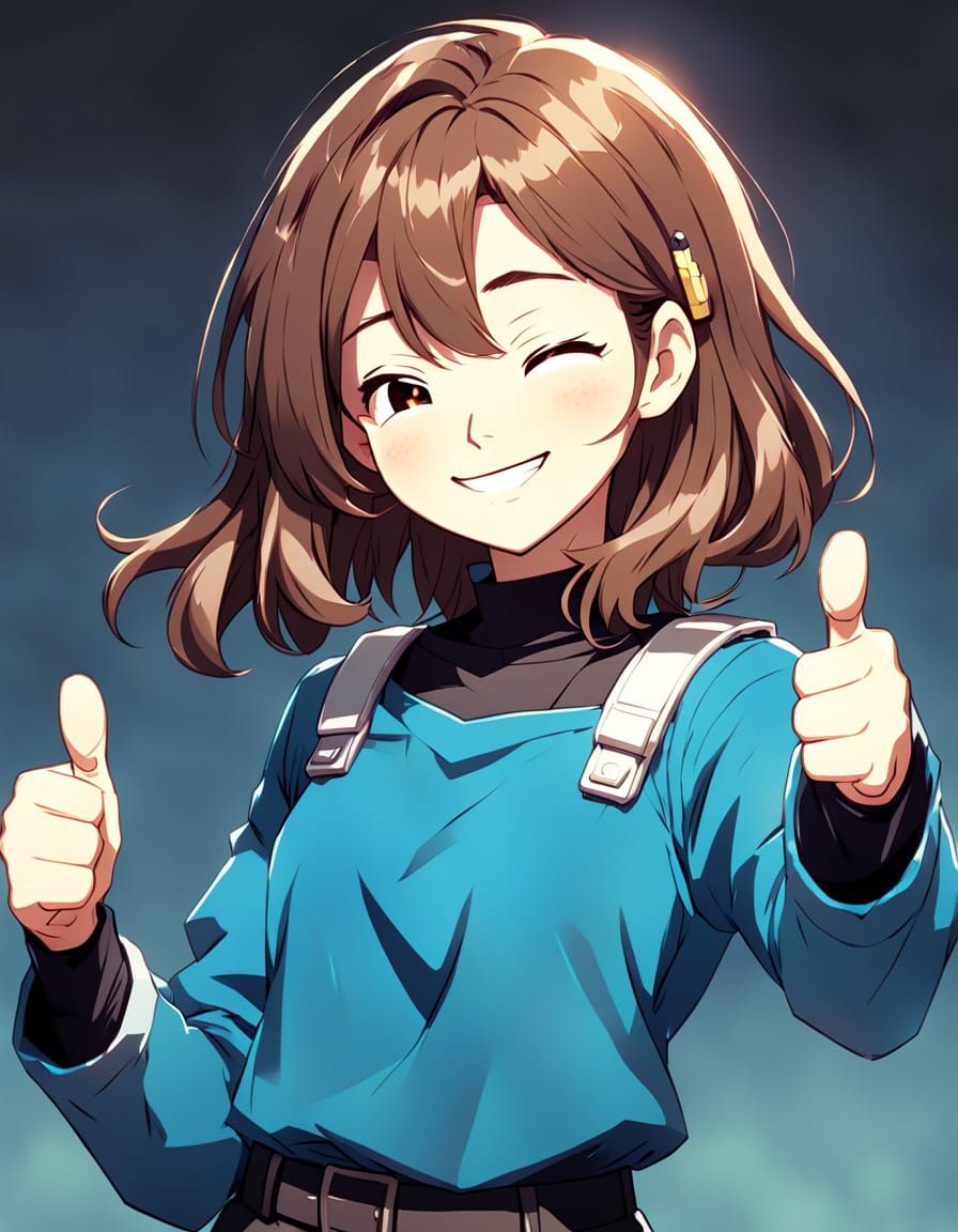 Anime-Inspired Teenage Girl Smiles Brightly in a Cinematic S...