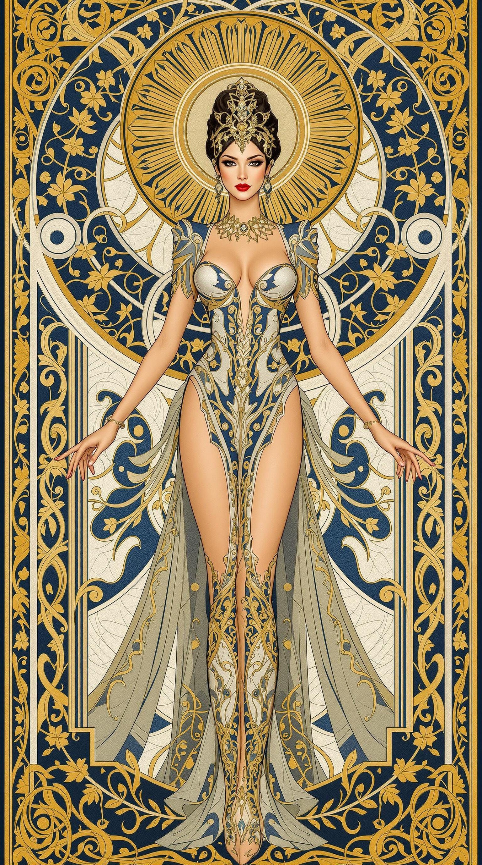 Elegant Woman in Art Nouveau Style